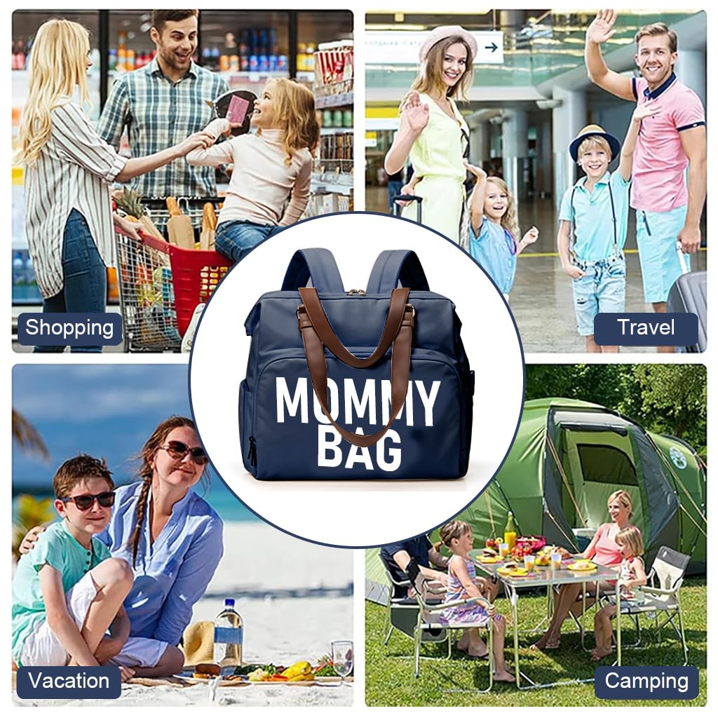 Zibuyu Mommy Diaper Bag Backpack for Travel with Multi Layer Storage and Shoe Compartment | Waterproof Oxford Cloth Tote for Baby Essentials