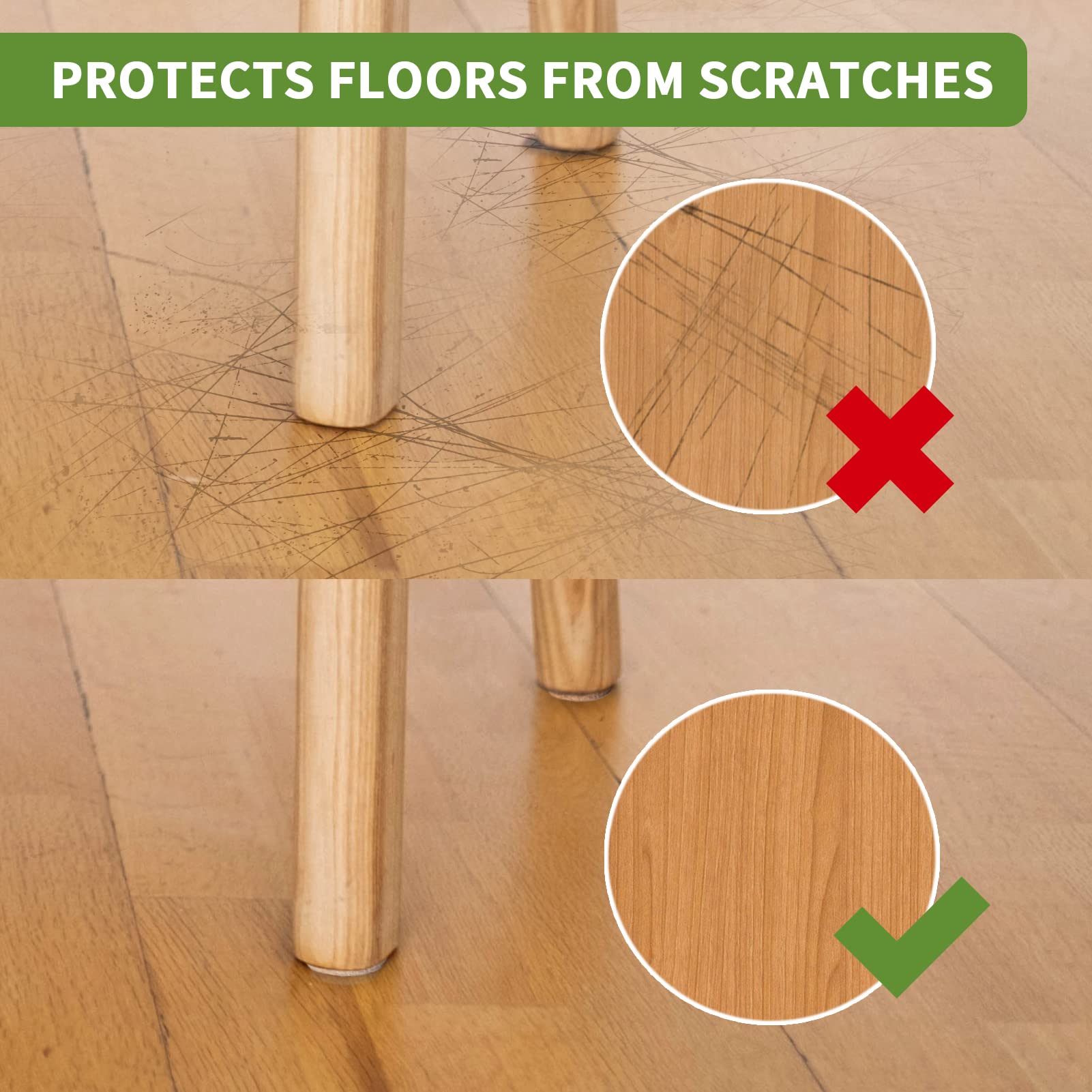 Zibuyu Felt Furniture Feet Pads for Floor Protection with 80pcs 3 Sizes | Self-Adhesive Beige