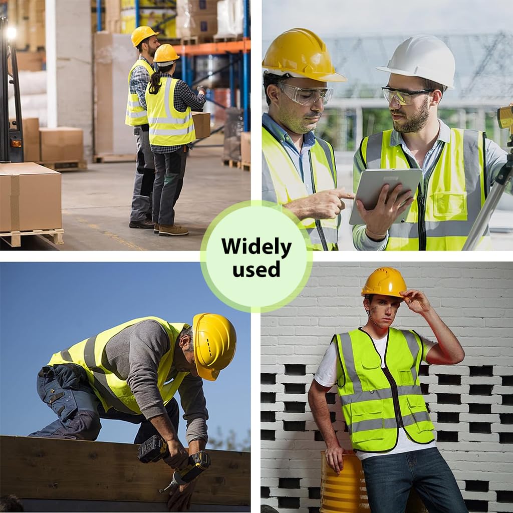 Serplex Reflective Safety Vest for Construction and Warehouse Crews featuring Zip Front and Multi Pockets | Quick Dry Mesh Green XXL