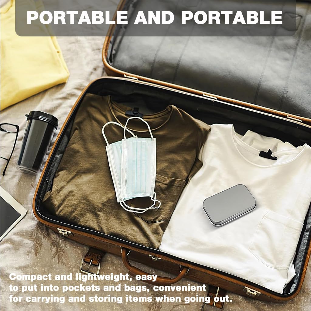 HASTHIP Small Tin Box for Storage with Hinged Lid 4 Pcs 31g Silver Aluminium | 95x60x20mm