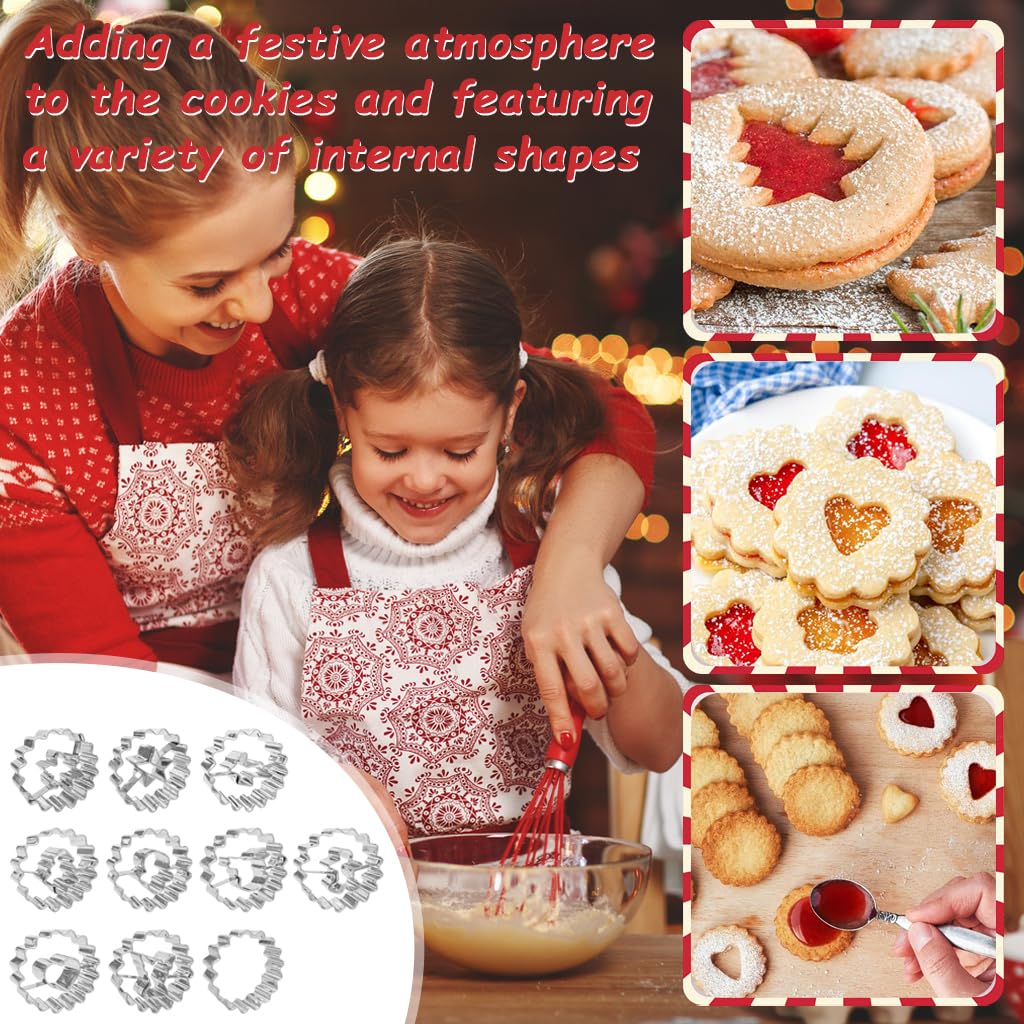 HASTHIP Christmas Cookie Cutter Set for Holiday Baking with 11 Shapes and Wavy Rim Design