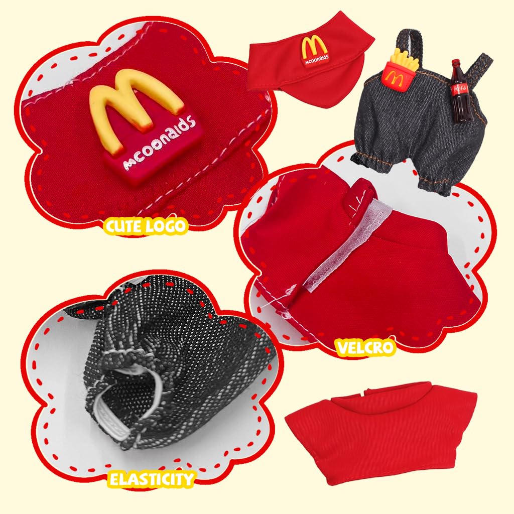 FANCYKU Collectible Figure Clothes for 4-6 Inch Monster Dolls with Jumpsuit and Red Shirt | Cute Mini Ensemble for Display and Collector Styling