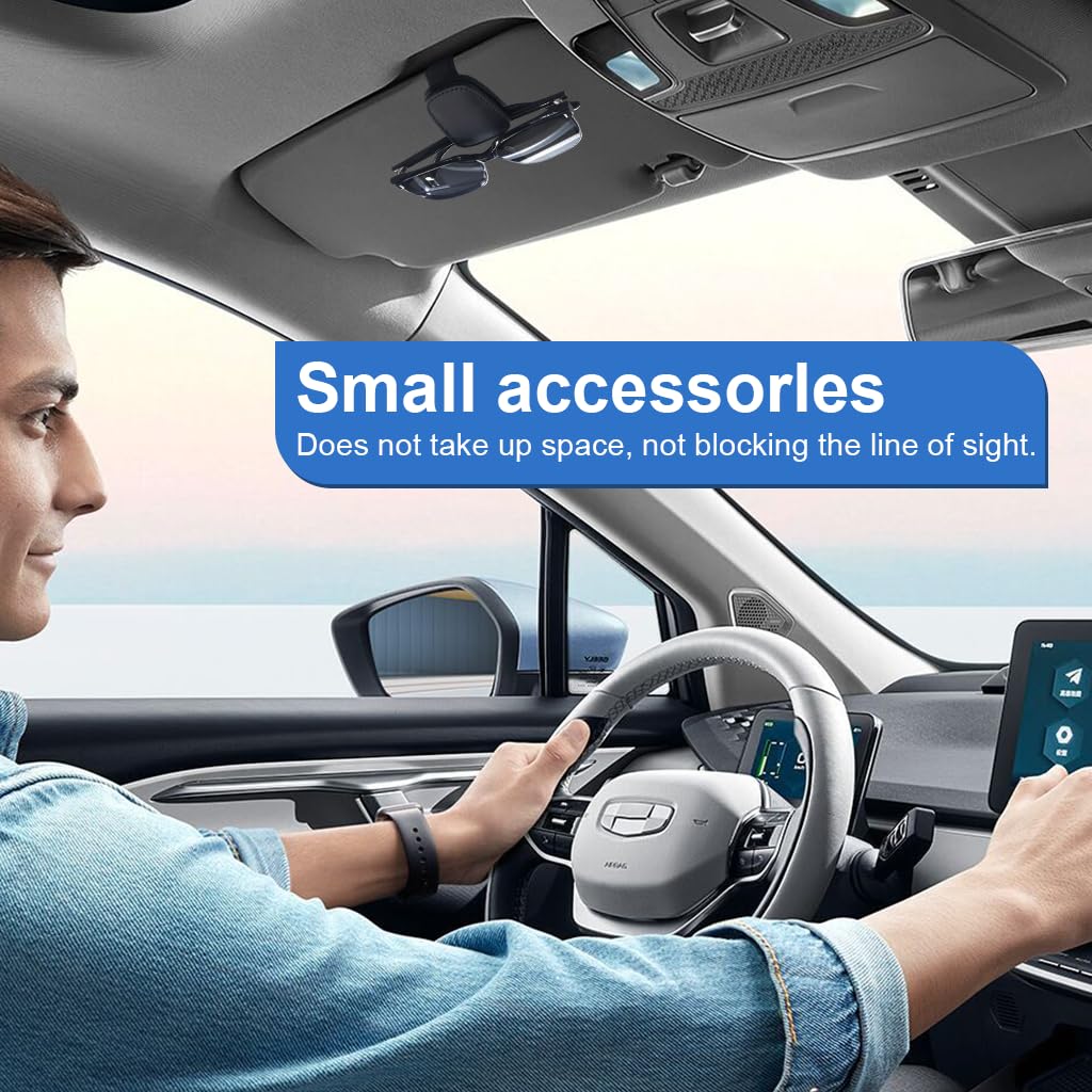 Zibuyu Sun Visor Sunglasses Holder Clip for Car with Magnetic Closure and PU Leather | 2Pcs Set