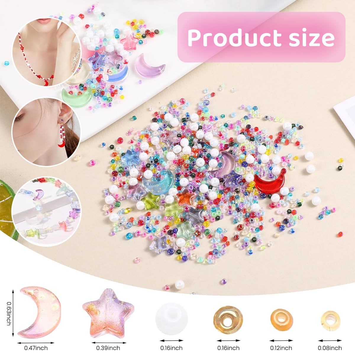 SANNIDHI Crystal Beads Set for Jewelry Making with 10pcs Moon and 20pcs Star Beads | DIY Crafts