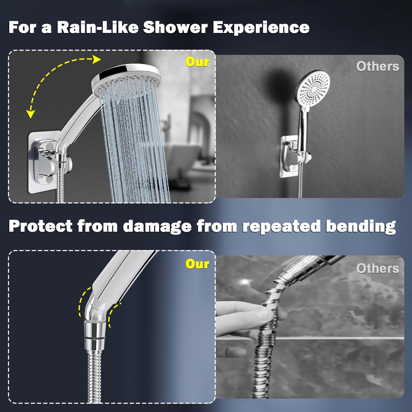 HASTHIP Shower Head Pipe Adapter for Adjustable 135° Spray Direction with Corrosion‑Resistant Build | Universal Fit for Fixed and Handheld Showers