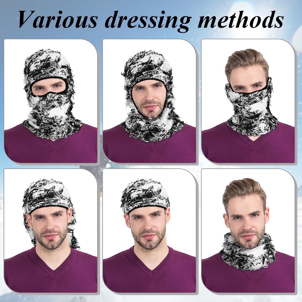 Proberos® Full Face Ski Mask for Men Women, Knitted Balaclava Stylish Winter Face Mask for Skiing Motorcycle Running Riding, Thermal & Windproof