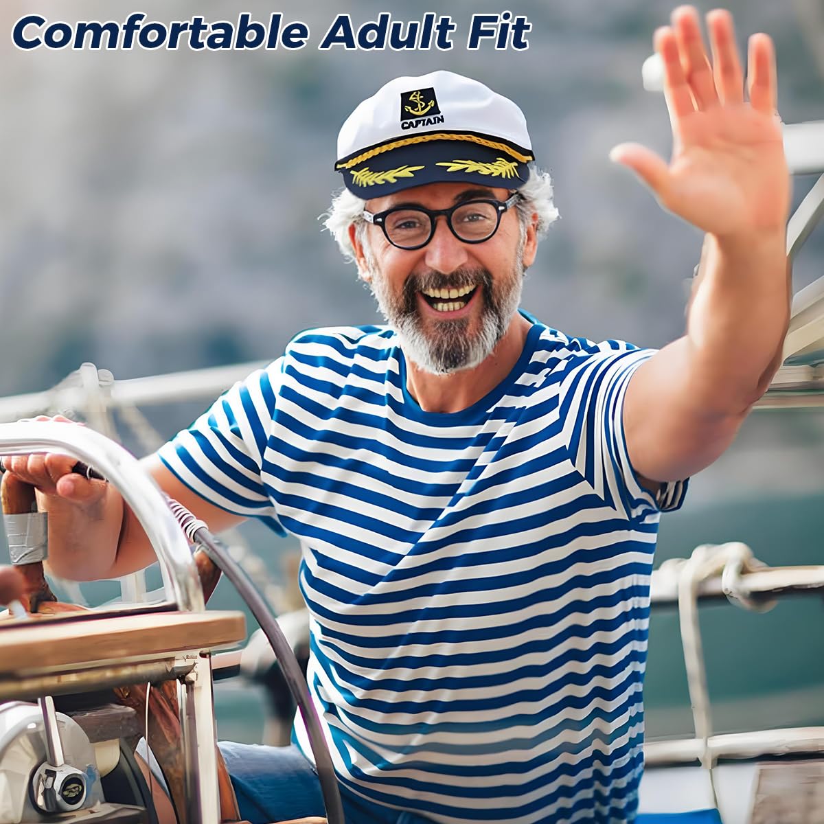 PATPAT Captain Hat for Adults with Embroidered Marine Chief Design and Sunglasses Set | Ideal for Cosplay and Party Role Play