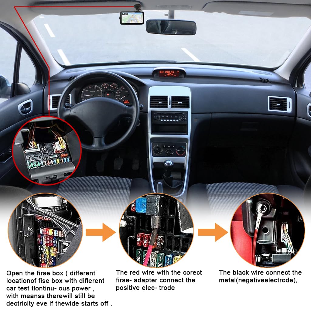 STHIRA Dash Cam Hardwire Kit for 12V and 24V Vehicles with Low Voltage Protection | USB C Controller
