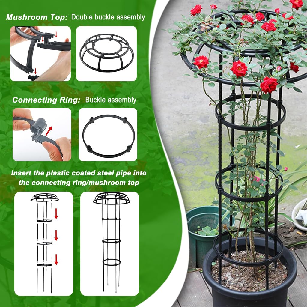 HASTHIP Upright Trellis for Climbing Plants with Cylindrical Hollow Roof | 135 cm Steel and PP Resin Garden Support