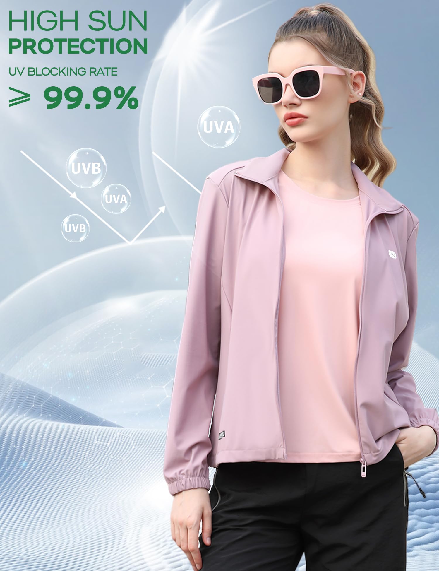 Venzina Sun Jacket for Women with UPF 150+ Protection featuring Removable Hat & Zip Pocket | Light Purple Quick Dry Modern Fit