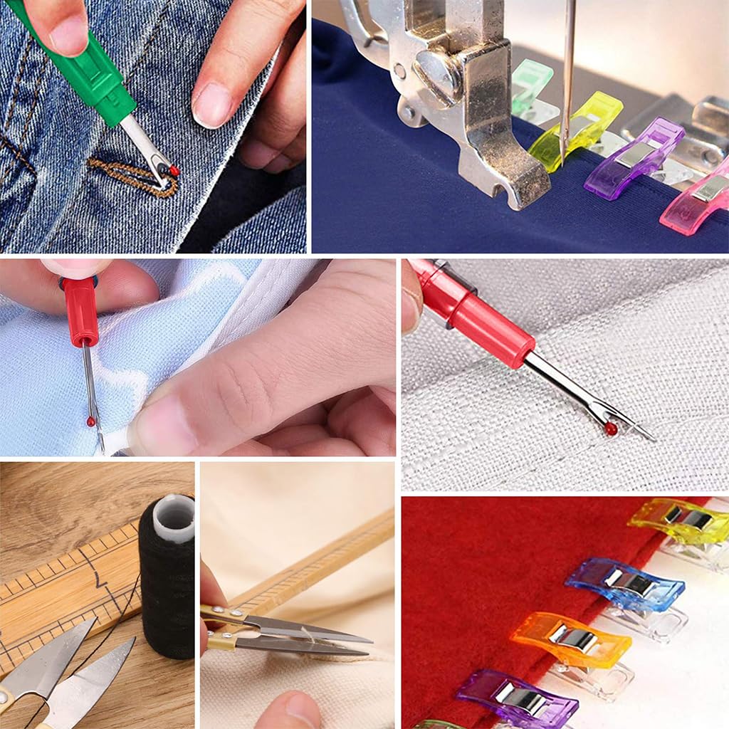 HASTHIP Sewing Pins Accessories Kit for DIY Crafts with 200 pcs Pins and Magnetic Wrist Holders | Includes Seam Rippers and Scissor