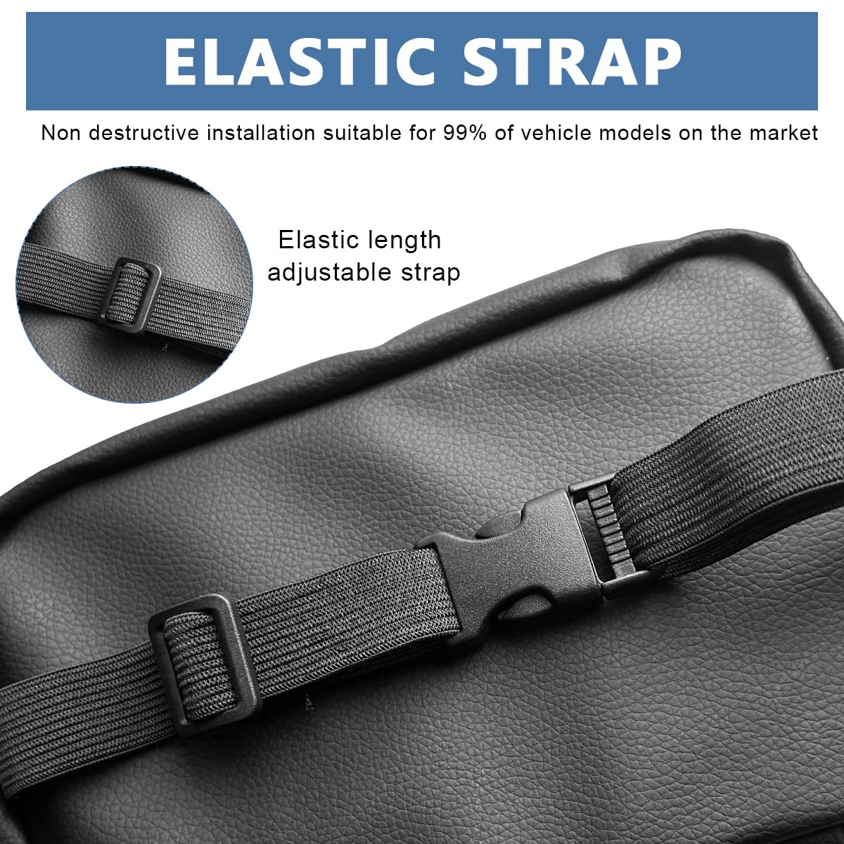 STHIRA Car Tissue Holder for Headrest and Backseat featuring Quick Release Buckle | PU Leather 8.26×5.51×2.36 in Box