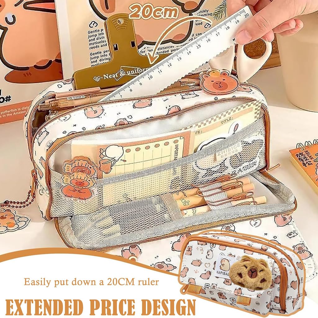 Zibuyu Pencil Case for School and Office featuring Multi Layer Organizer 21x8x11cm | Washable Fabric for Students and Teens