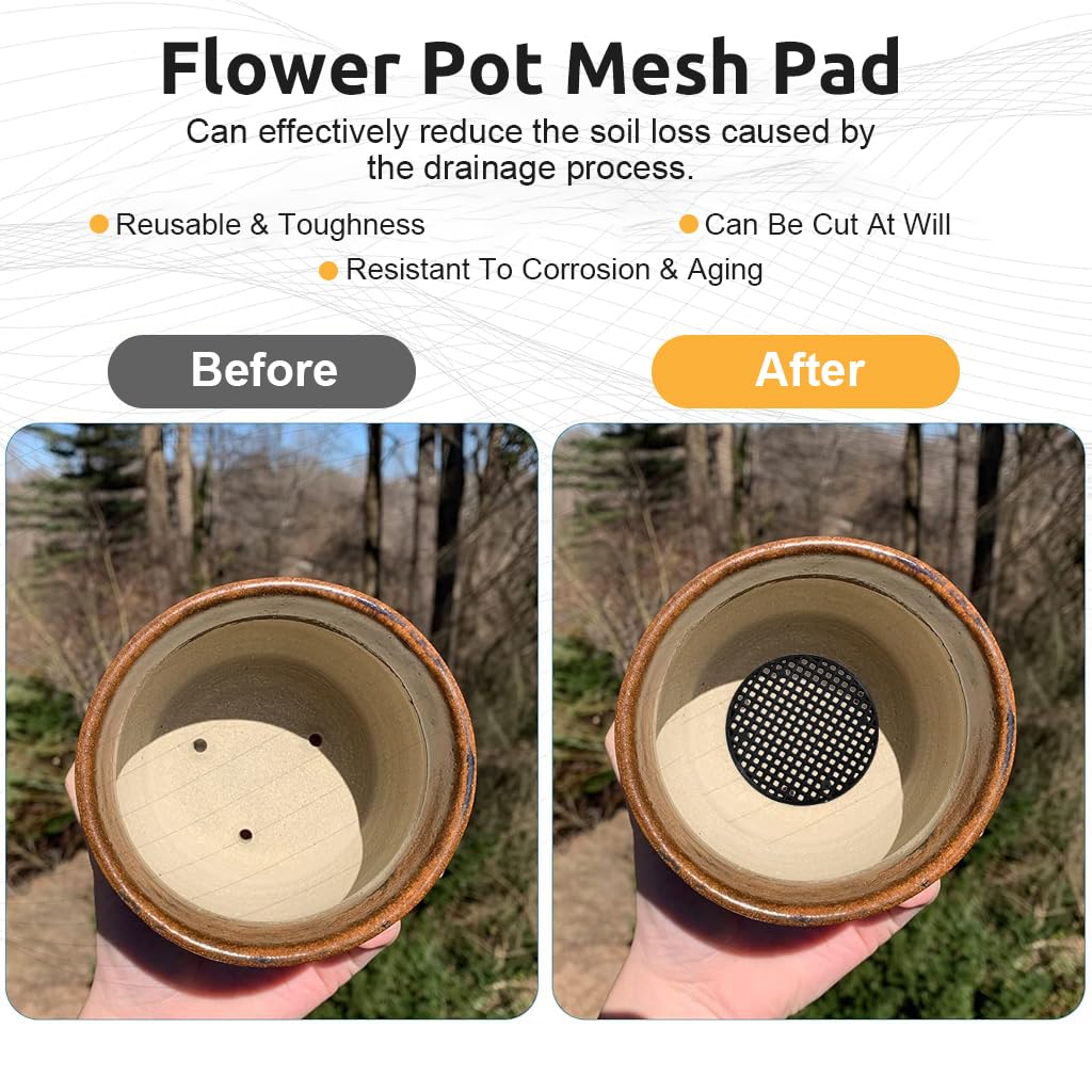 HASTHIP Flower Pot Hole Mesh Pad for Bonsai and Succulent Drainage 100 pcs 7.5 cm Plastic | Reusable Soil Retention Screen