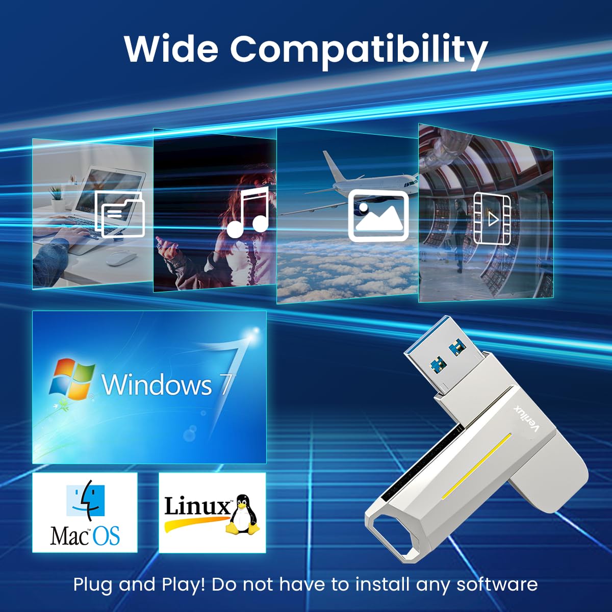 Verilux USB Flash Drive 64GB USB 3.2 for Laptop and Travel | High Speed Reading & Writing