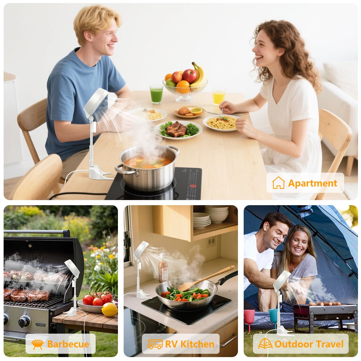 Supvox Desk Range Hood for Indoor Cooking with 3 Speeds and 4000mAh Rechargeable Battery