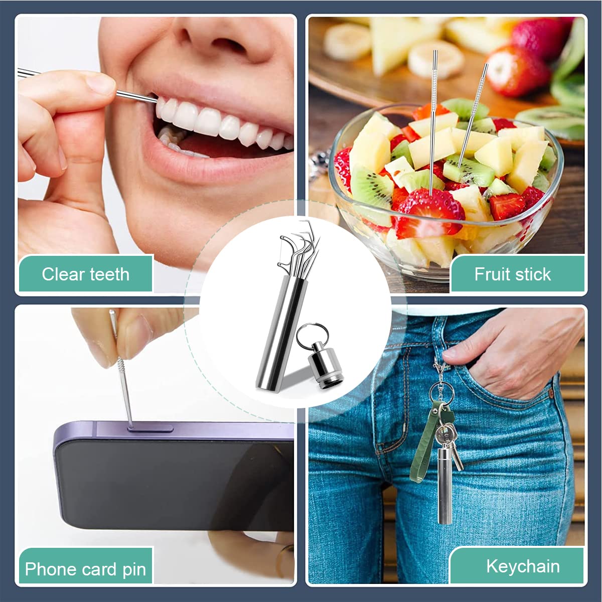 MAYCREATE Dental Tools for Teeth Cleaning with 7 in 1 Picks and Flosser | 304 Stainless Steel