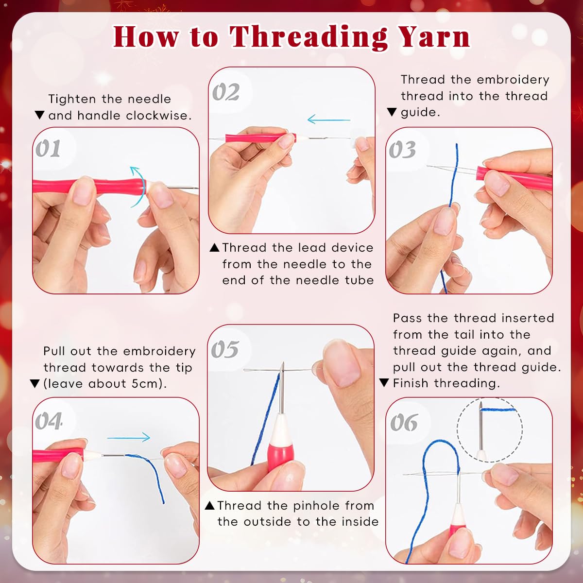 HASTHIP Punch Needle Set for DIY Christmas Tree Embroidery with Yarn and Hoop | Fun Craft Kit for Beginners and Kids