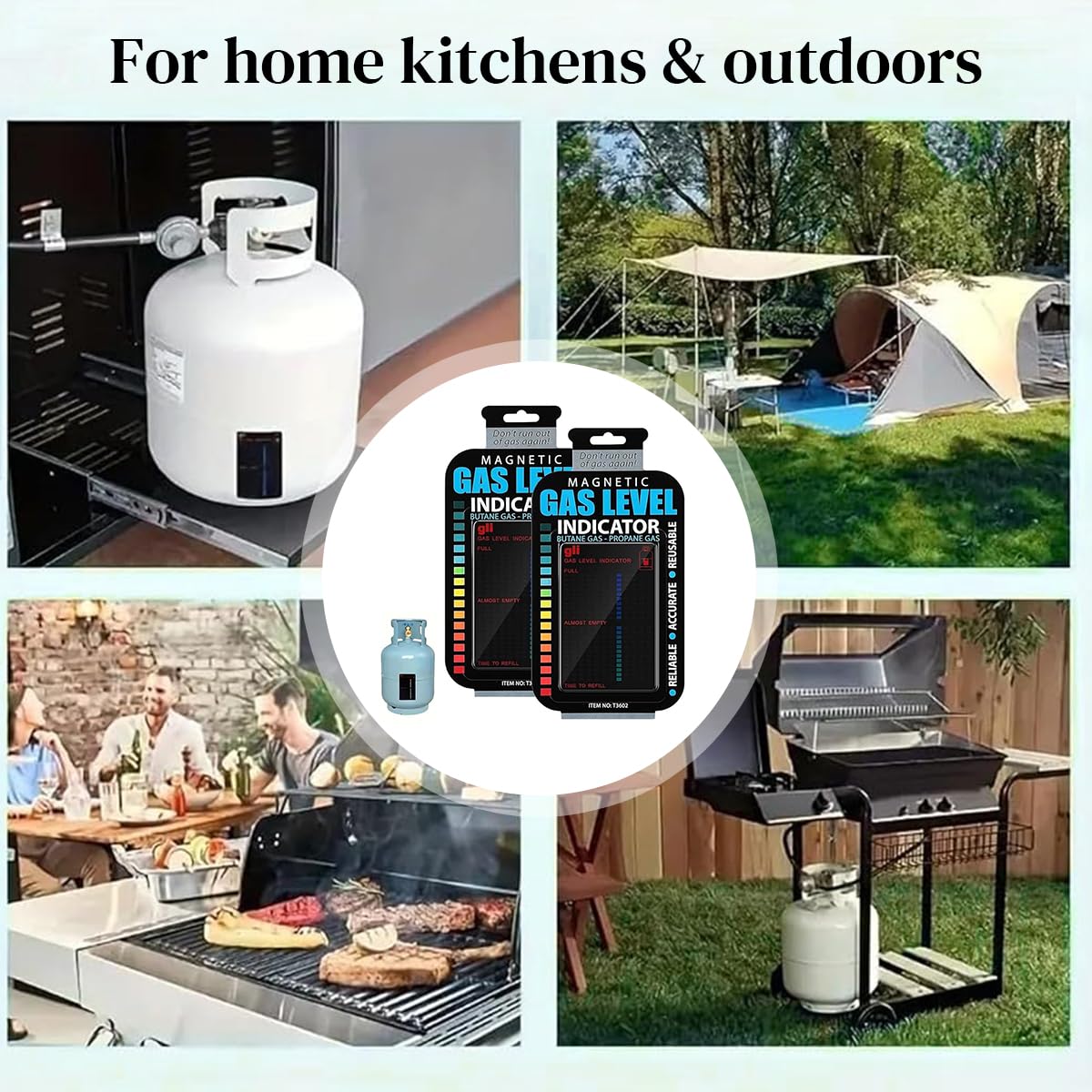 Serplex Propane Tank Gas Level Indicator for Home and Outdoor Use | Set of 2 Reusable Gauges