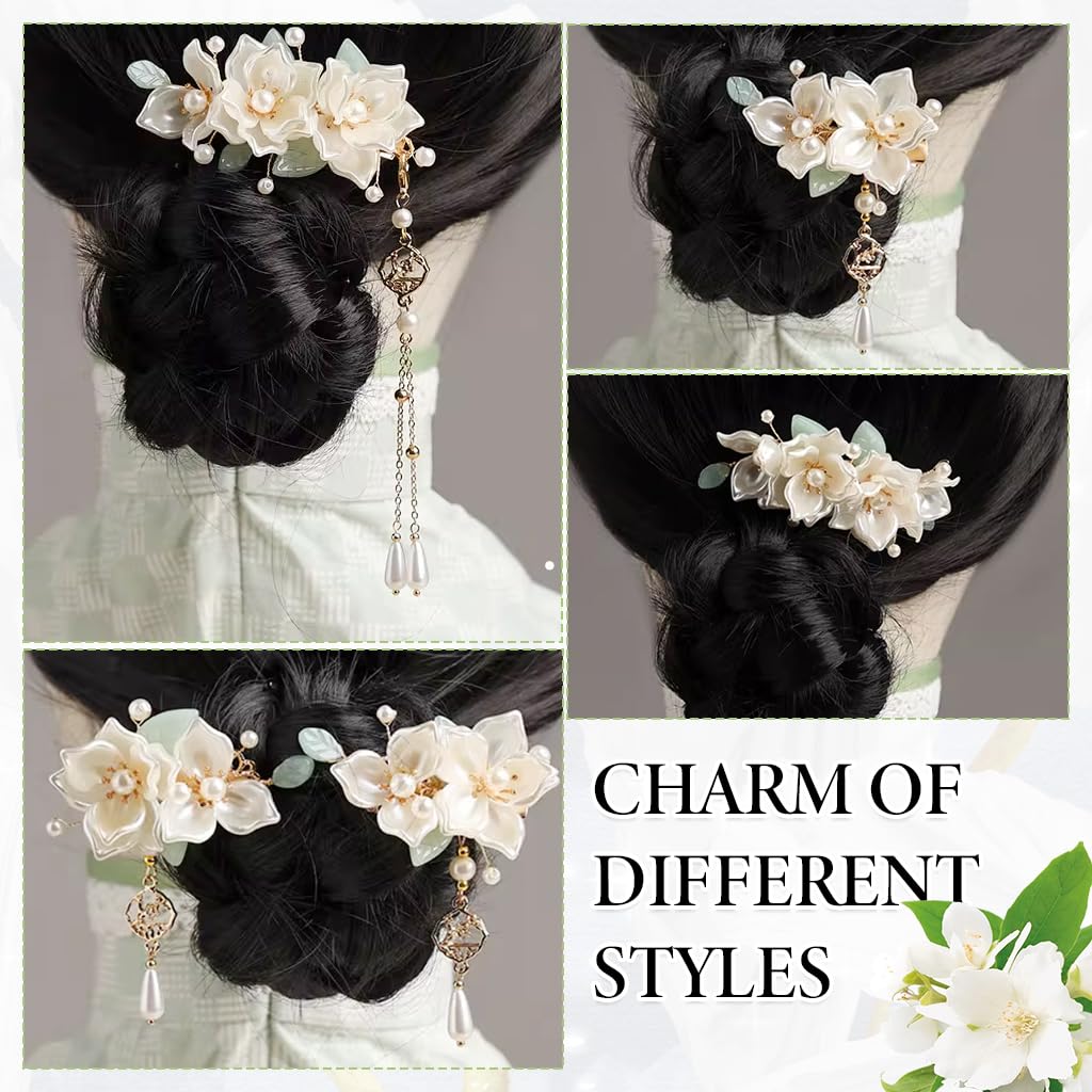 MAYCREATE Hair Accessories Set for Elegant Updos featuring 5 Camellia Pearl Pins | Alloy Design