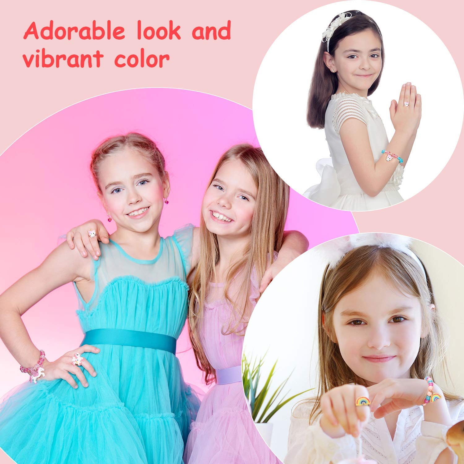 PATPAT Unicorn Bracelet Set for Girls featuring 12 pcs 6.3 in Stretch Design and Colorful Beads | Ideal Gift Jewelry