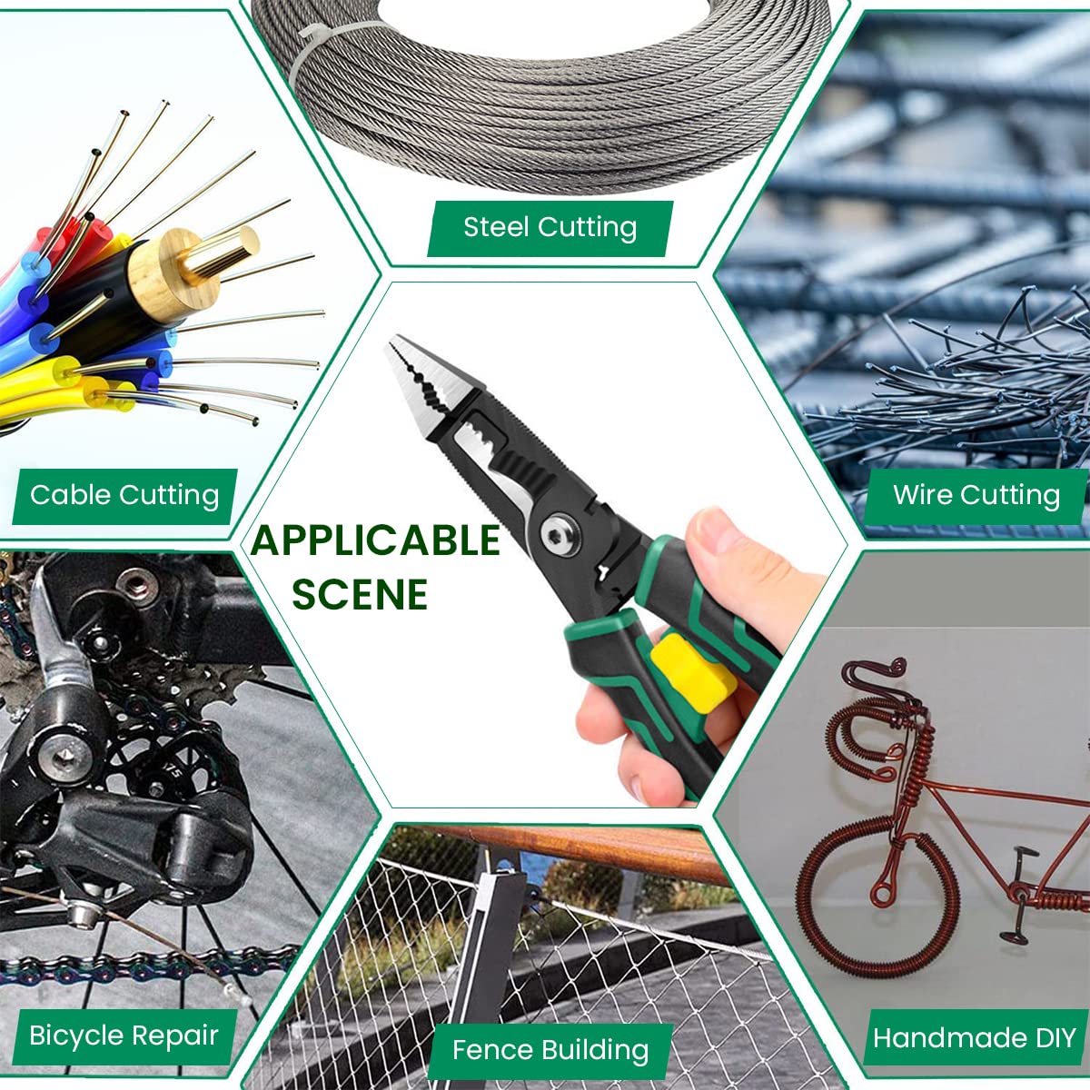 ZIBUYU Wire Stripper for Electric Cable Work with TPU Anti Slip Handle and AWG 10/12/14 Range