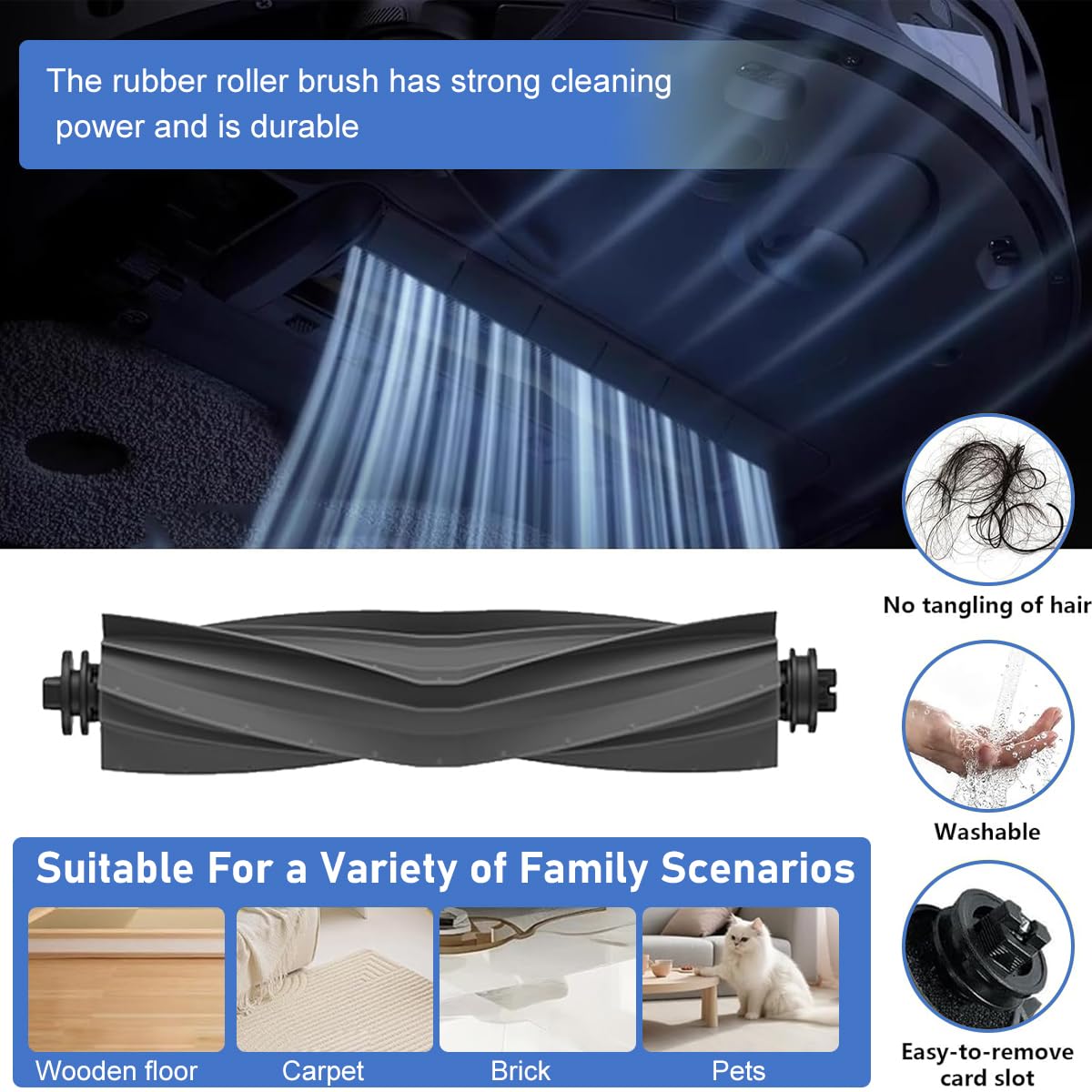 Verilux Replacement Parts Main Brush for Dreame S10 Pro Plus and L10S Ultra | 2PCS Set