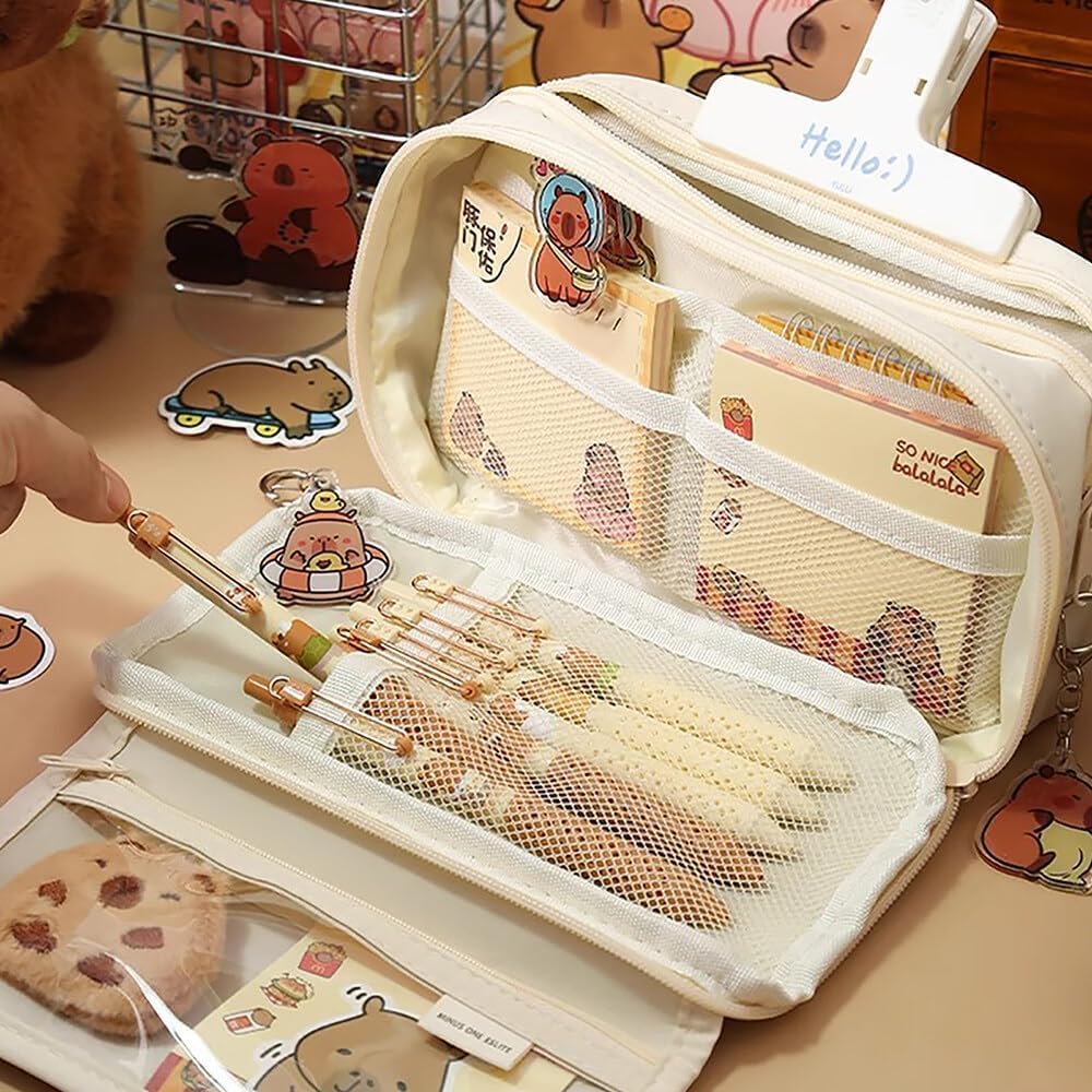 Zibuyu Pencil Pouch for School and Office Supplies with Multi Layer Mesh Pockets Organizer