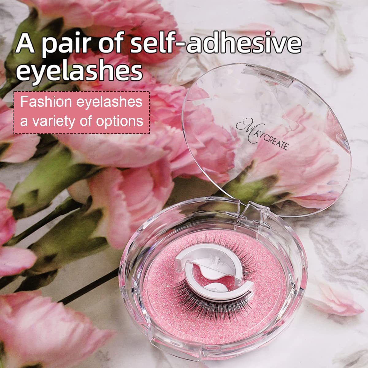 MAYCREATE False Eyelashes for Daily or Party Makeup featuring Self Adhesive 10mm Soft Faux Lashes | Reusable and Waterproof