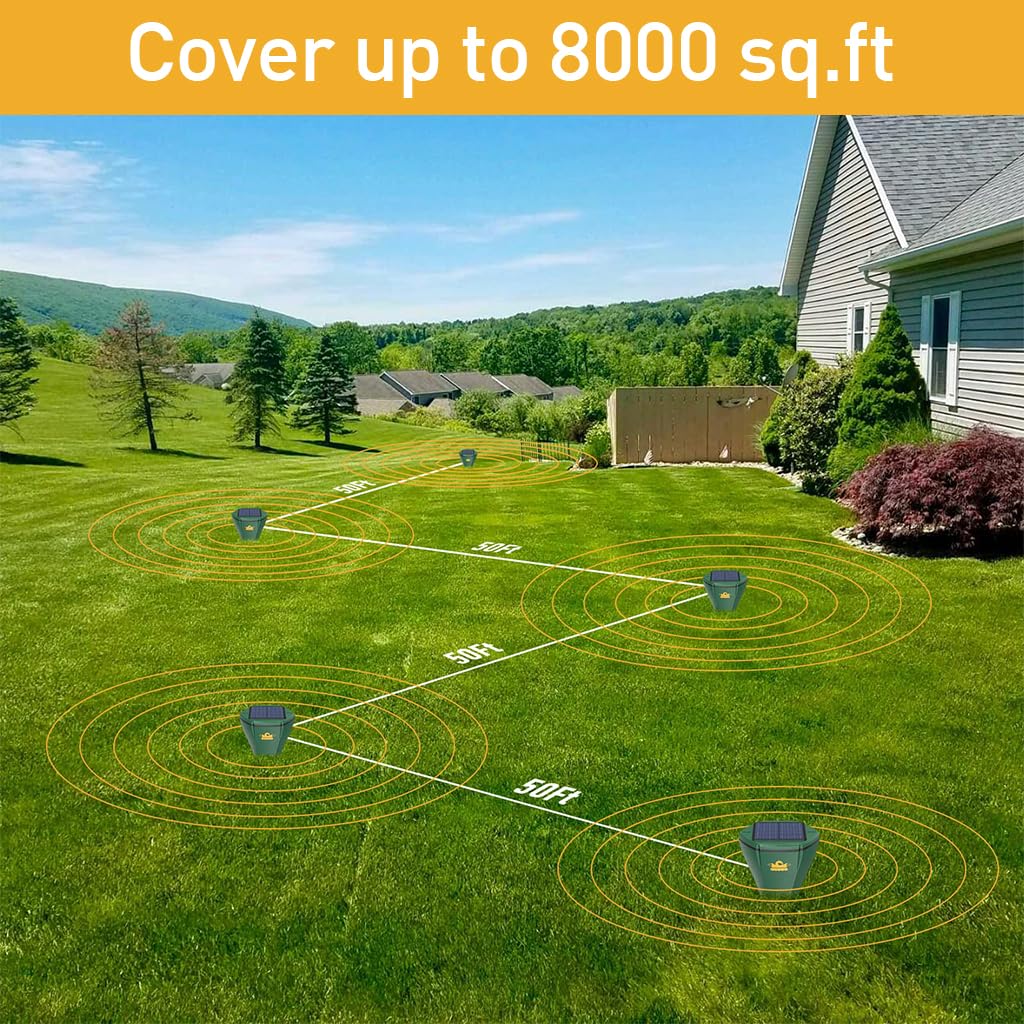HASTHIP Ultrasonic Pest Repeller for Garden with Solar Power and 3 Frequency Modes | 2 Pcs Set