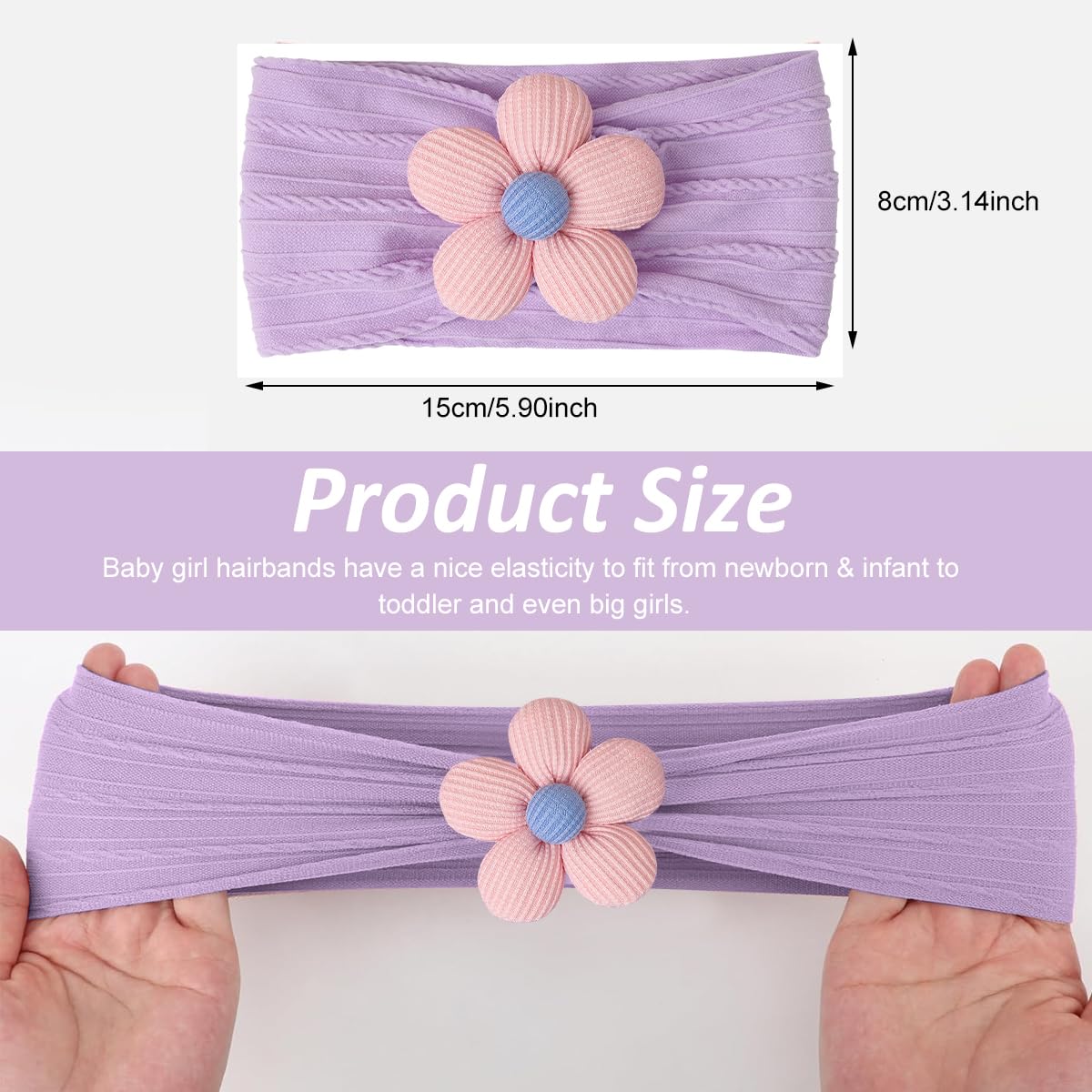 SNOWIE SOFT Baby Headbands for Girls featuring Stretchy Nylon Comfort and Cute Flower Style