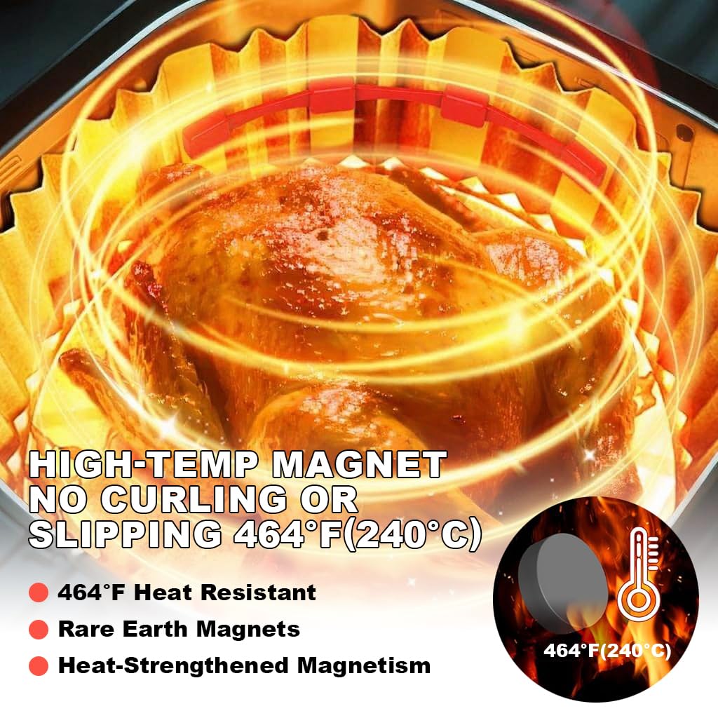 Supvox Magnetic Silicone Grips for Air Fryer Paper Liners with Heat‑Resistant Clips | Reusable Accessories for Secure Cooking