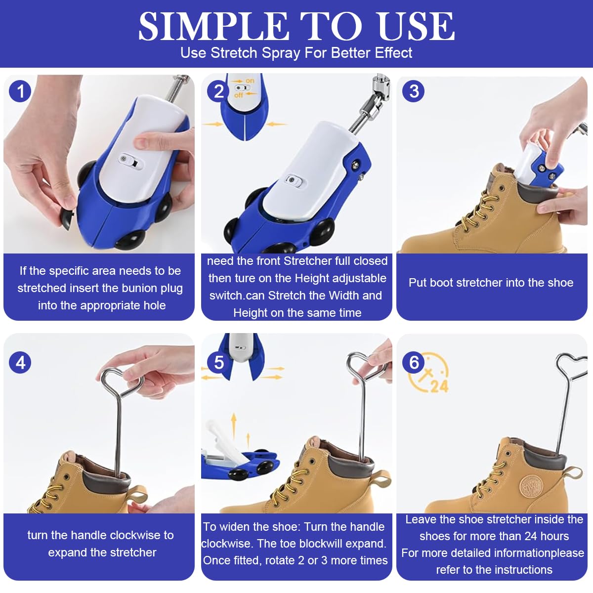 MAYCREATE Shoe Stretcher for Boots and Shoes featuring Adjustable Mechanism for Sizes 6.5–12 | Relieves Pressure and Expands Fit