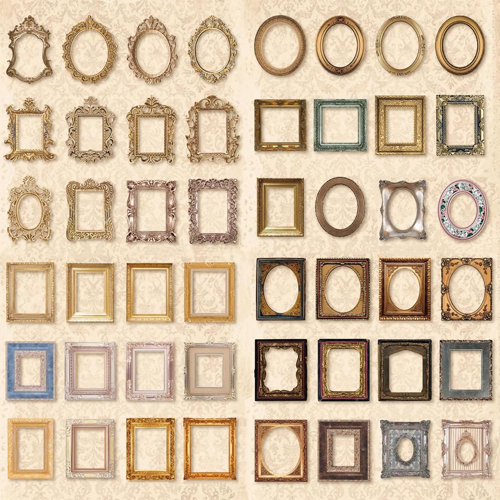 HASTHIP® 180Pcs Scrapbook Window Frame Vintage Scrapbook Frames 6 Designs Vintage Photo Scrapbook Decorative Paper for Scrapbooking Junk Journal Crafts DIY Crafts Album Embellishment