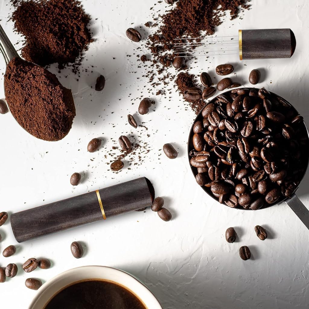 Supvox Espresso Ground Coffee Stirrer for Barista Use featuring 5-Pin 0.4mm Design and Wooden Handle