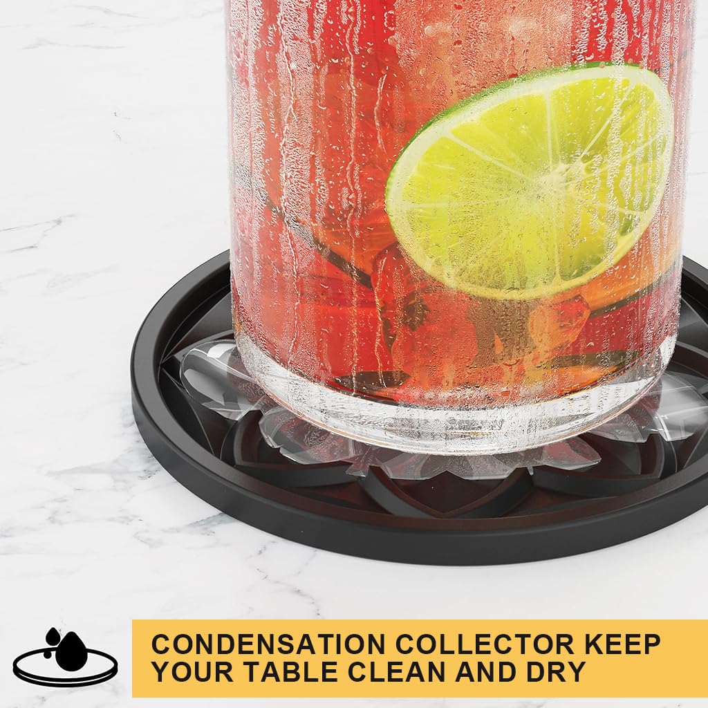Supvox Coasters for Drinks Set of 4 with Silicone Surface for Coffee and Dining Tables