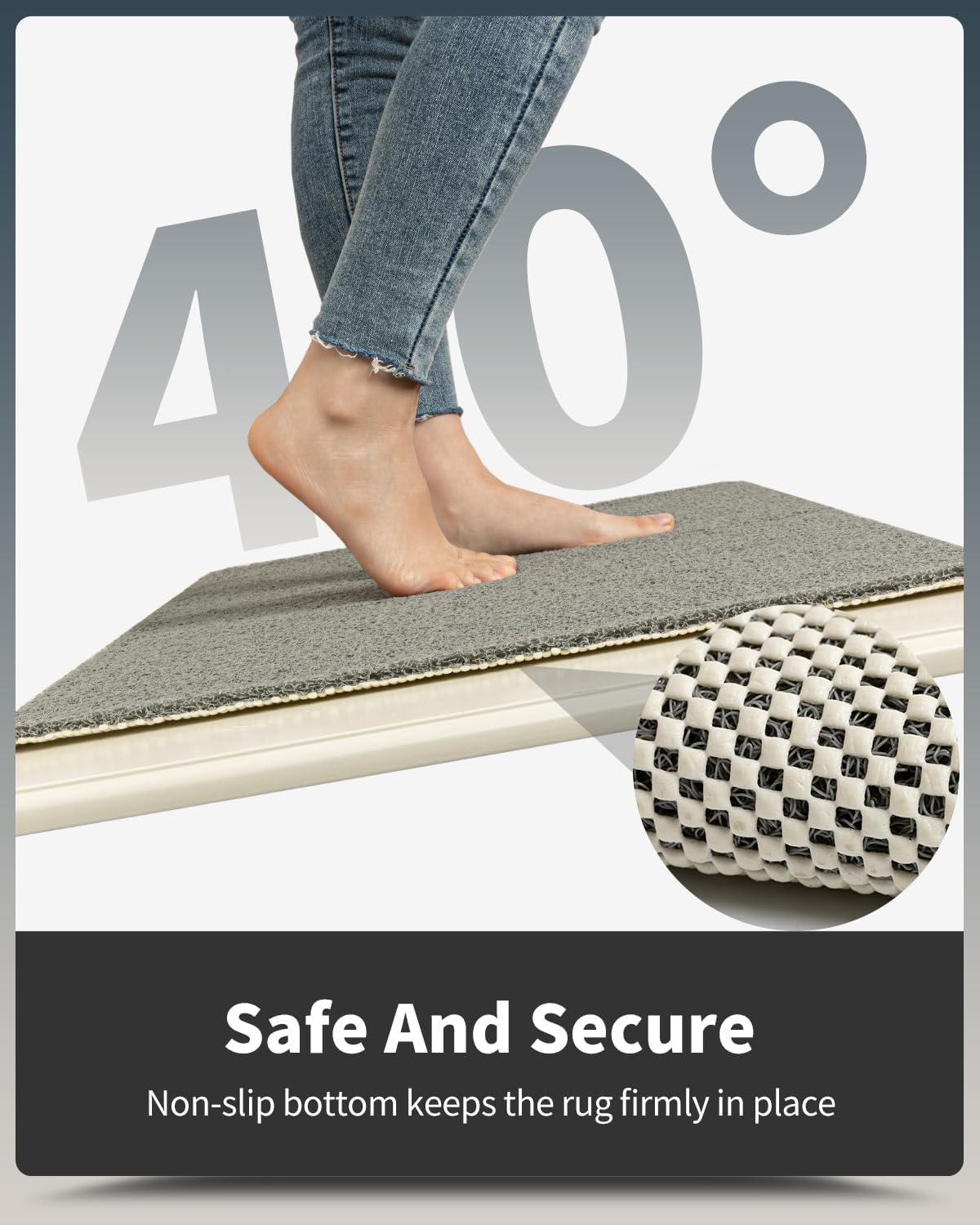 Supvox Shower Mat for Tub and Bathroom featuring Drain Holes and Quick Dry 23.6 x 23.6 in PVC Loofah | Safe Non Slip Bath Mat