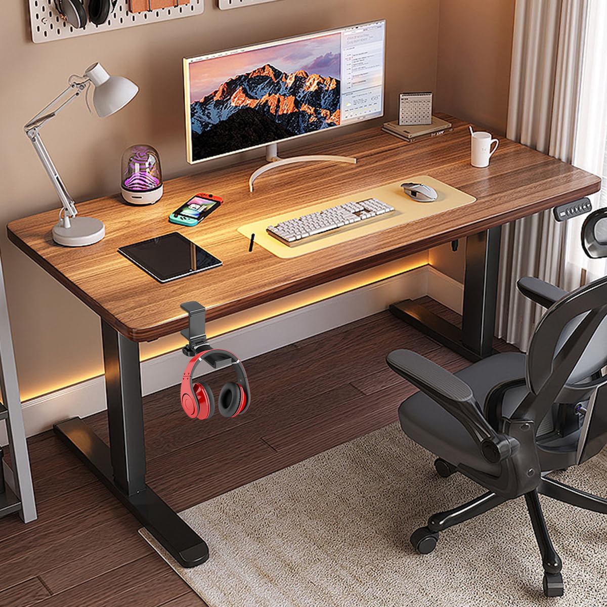 ZORBES Folding Headphone Stand Holder for Gaming Accessories with Foldable Rack | Black Desk Organizer