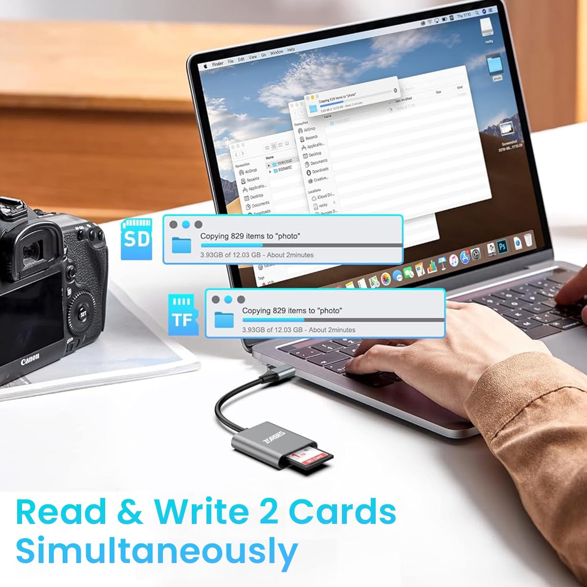 ZORBES USB C Card Reader for SD 4.0 and MicroSD featuring OTG Support with 5Gbps Speed | Aluminum Shell