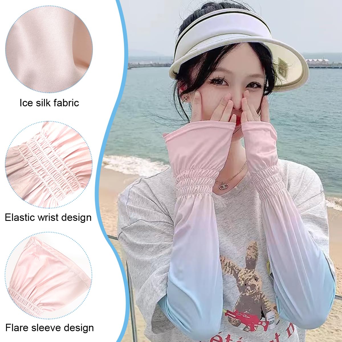 PALAY Women Sun Visor Hat Set for Outdoor Activities with UPF 50+ Protection and Silk Sleeves