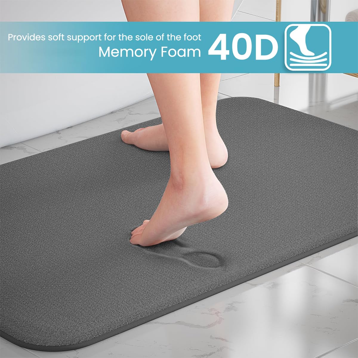HASTHIP Bathroom Floor Mats Set for Bath and Toilet with Memory Foam Comfort | 6PCS 3 Sizes Quick-Dry Anti-Slip Design