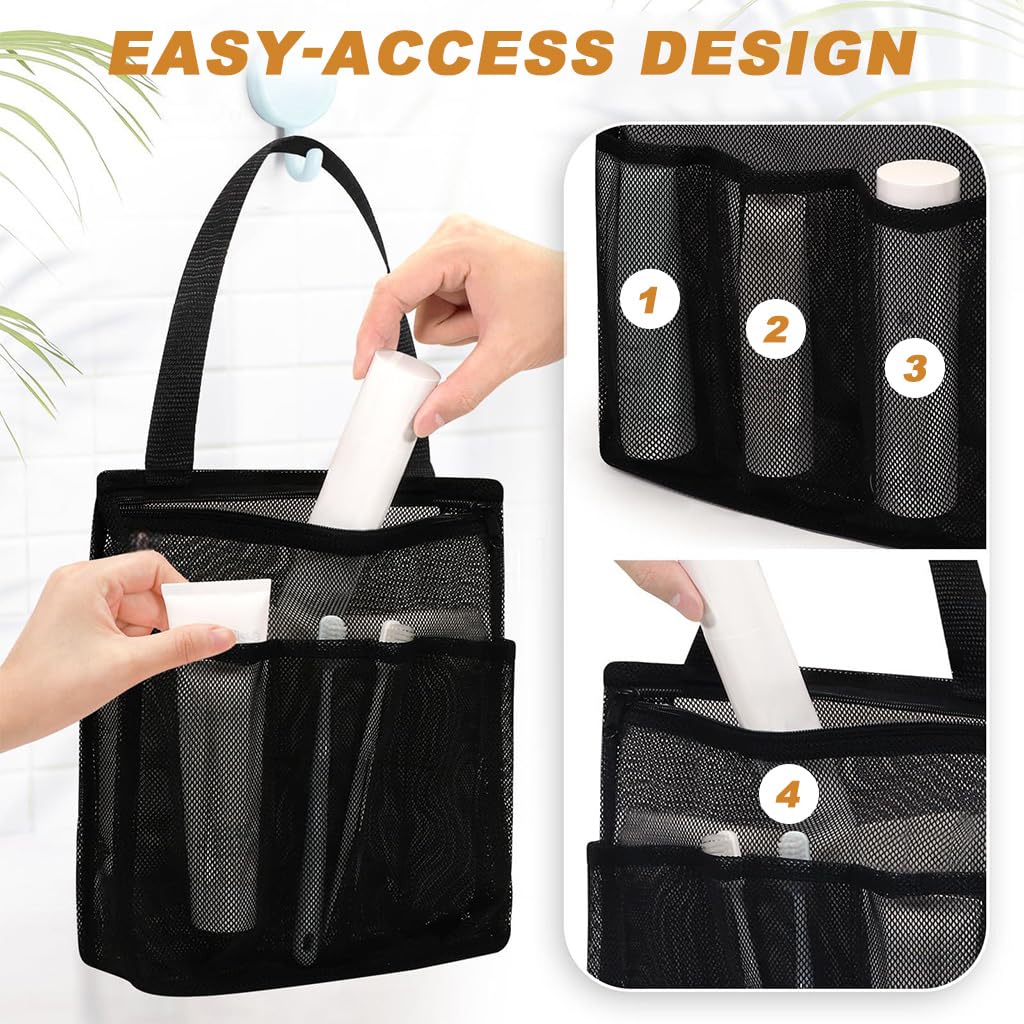 HASTHIP Mesh Shower Caddy for Dorm and Gym Essentials with 4 Pockets and Quick‑Dry Fabric