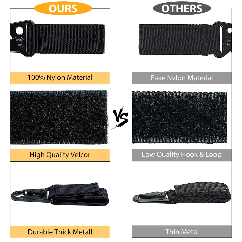 Optifit Carabiner for Outdoor Gear and Camping featuring Adjustable Hook and Loop Strap | 2Pcs Black