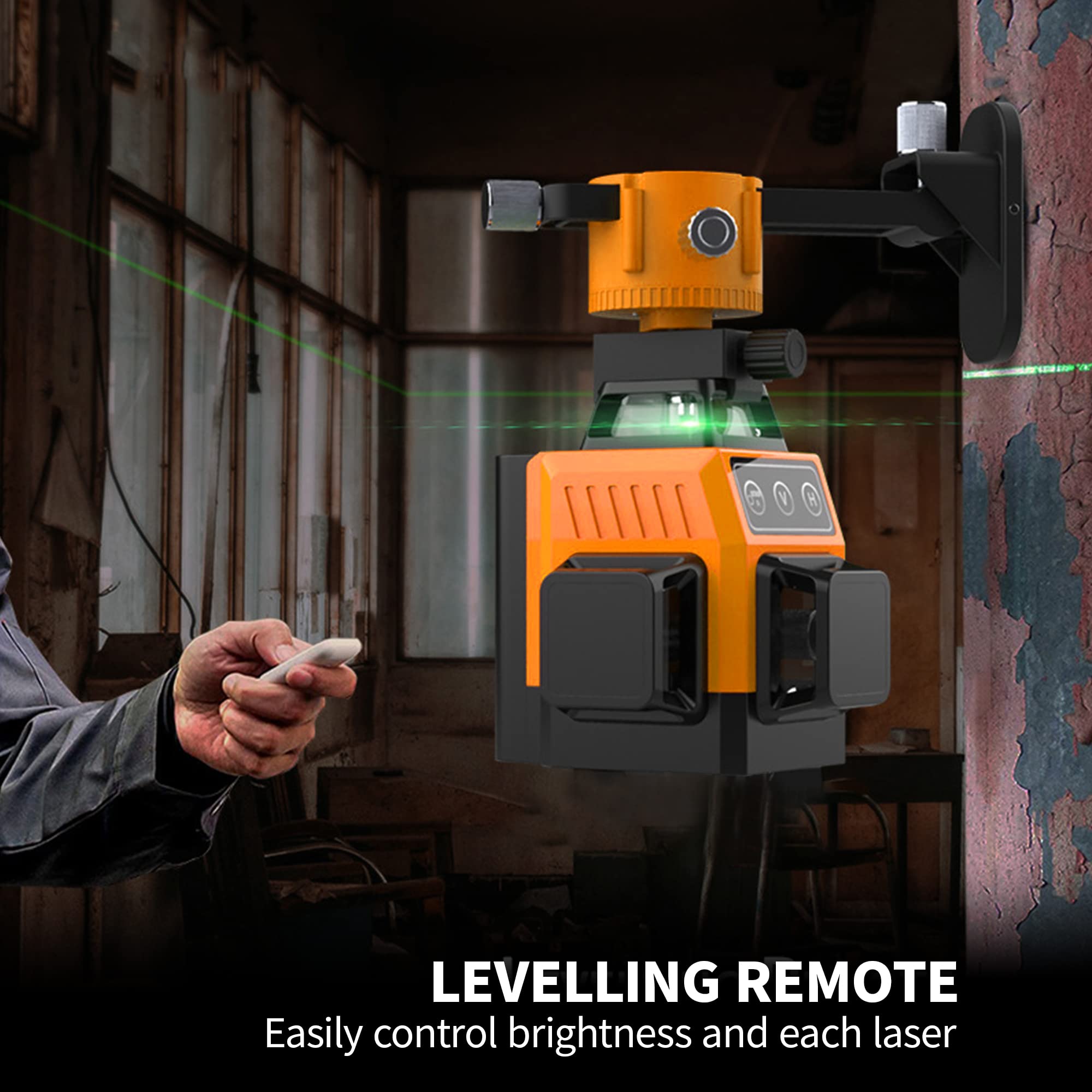HASTHIP Laser Level for Construction with 12 Line 360° Self Leveling and Remote Control | Green Beam Alignment Tool