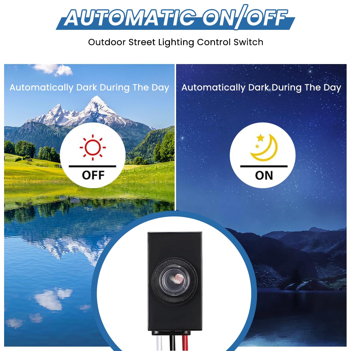 HASTHIP Photoelectric Switch for Outdoor Lighting 3 Pack 120-277V | Automatic Dusk to Dawn Sensor