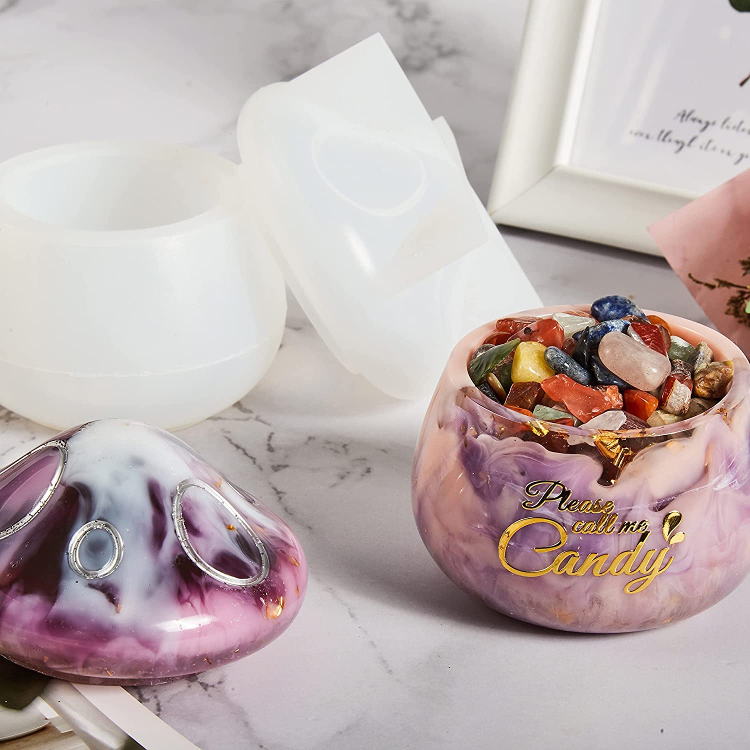 HASTHIP Resin Molds for DIY Epoxy Craft featuring 2 Part Mushroom Jar Design 3PCS | with 3.26×2.16 in Base and 4.17×2.48 in Lid