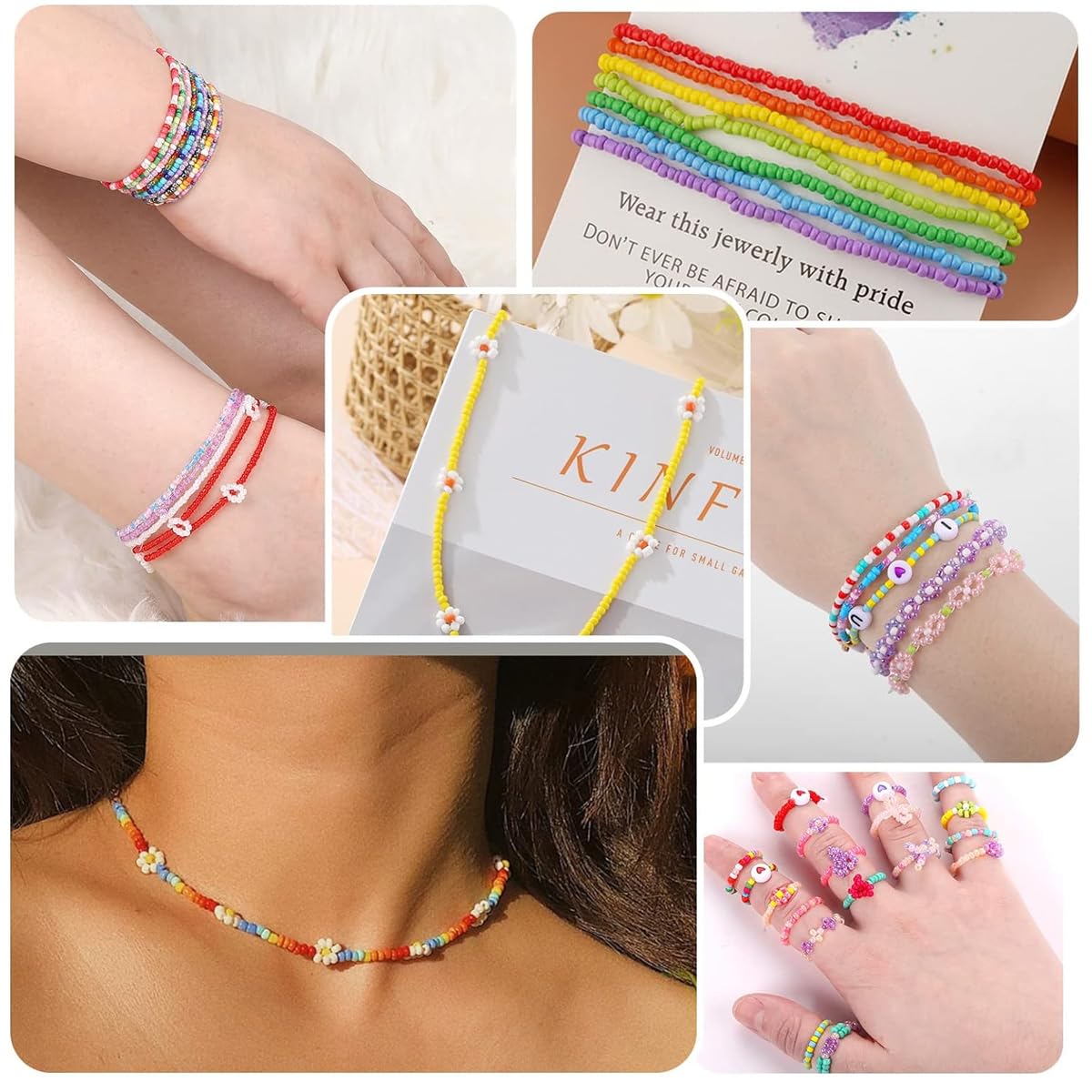SANNIDHI Seed Beads Kit for Jewellery Making with 8000pcs 3mm Beads and Letter Styles | DIY Crafts for Kids and Adults
