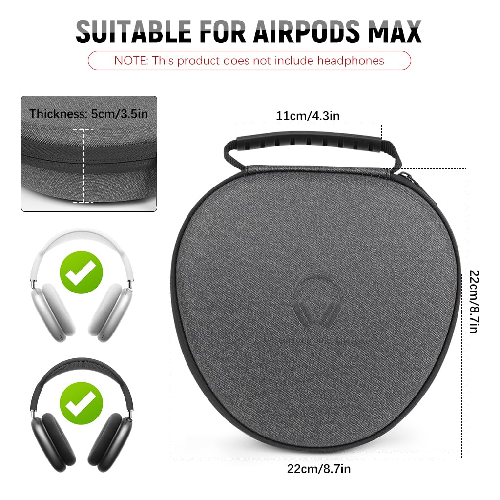ZORBES Travel Case for AirPods Max featuring Magnetic Sleep Mode and 22×22×11 cm EVA Shell