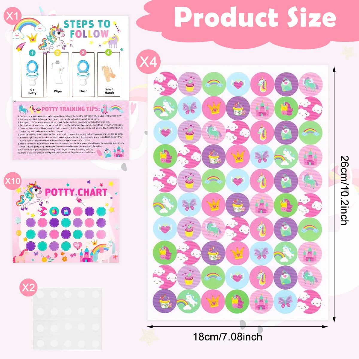 PATPAT Reward Chart for Kids Potty Training with 15Pcs Stickers featuring Unicorn Design | Encourages Toddler Independence