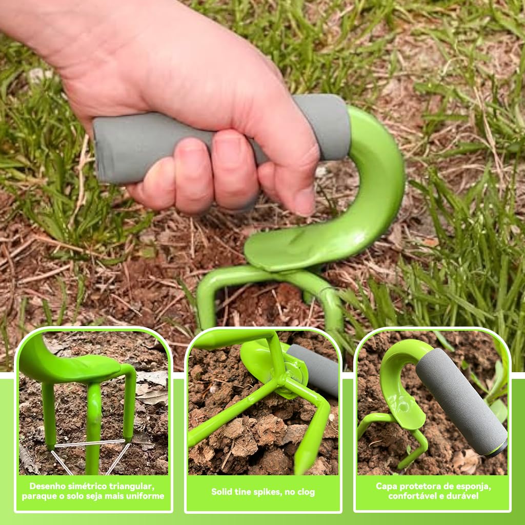 ZIBUYU Hand Tiller Claw Cultivator for Garden Soil Loosening with 7.5cm Tines and Ergonomic Handle